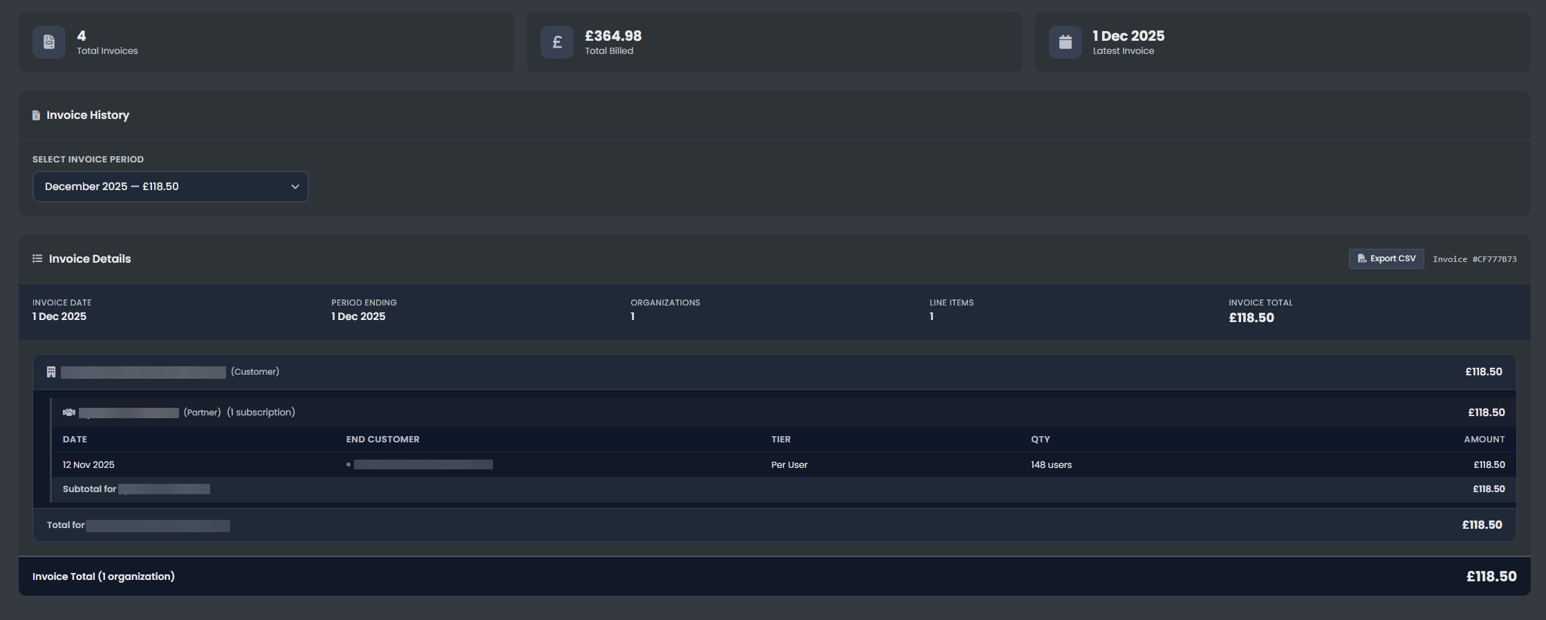 Subscriptions Menu Option