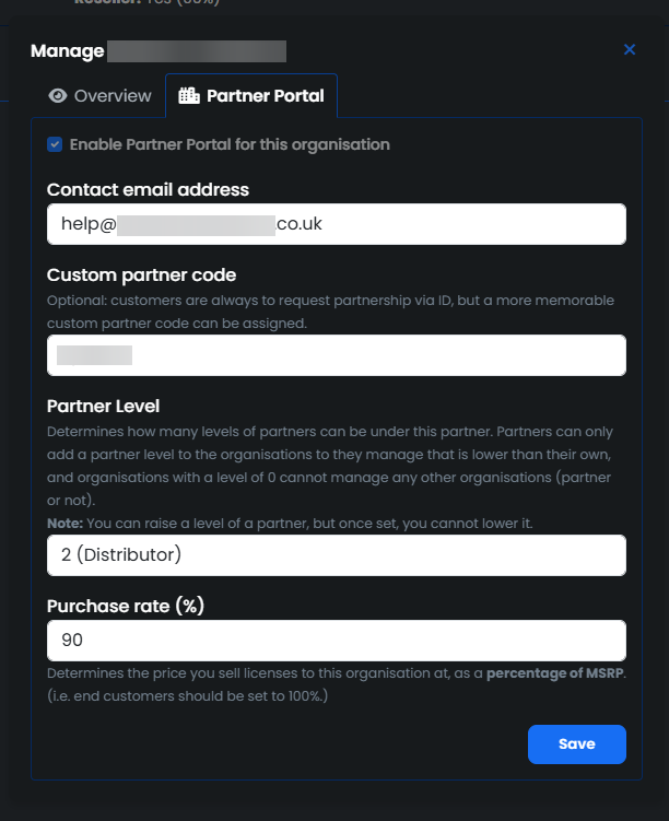 Manage Organization Partner Portal